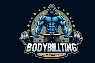 design creative bodybuilding mascot logo for you in just 1 day