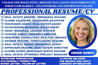write a real estate, escrow officer, broker, property manager and realtor resume