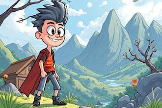draw amazing cartoon character and scene