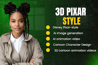 create ai 3d cartoon animation video in disney pixar style kids animation