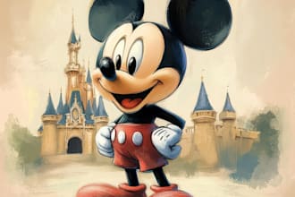 draw disney cartoon illustration for you