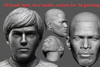 do realistic 3d model, 3d head bust, face model, statues, 3d bust for 3d print