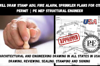 draw stamp adu fire alarm sprinkler plans city permit pe mep structural engineer