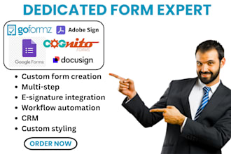 set up gotformz adobe sign docusign cognito forms google form contact expert va