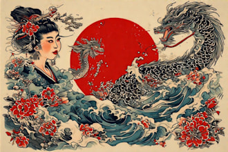 design a traditional japanese art tattoo