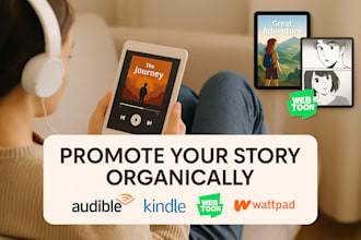 organic promote audiobook, comic, webtoon, kindle, wattpad to engage audience