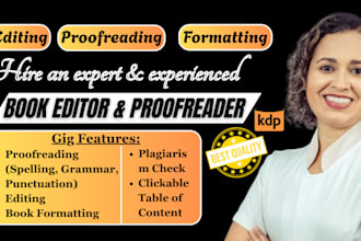 proofread, edit, format your ebook, book, novel, children book, course content