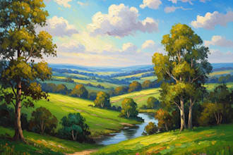 paint landscape in real oil painting