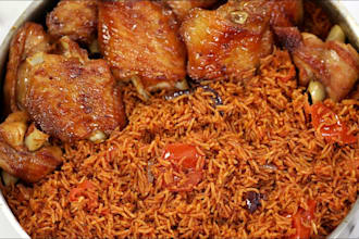 teach you how to cook jollof rice with spicy chichen