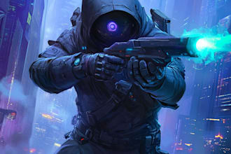 make a sci fi character illustration or sci fi character