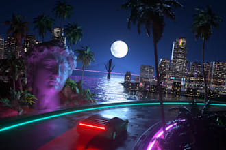 create a custom retrowave style album cover
