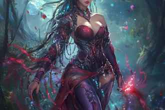 make a character illustration for a video game or fantasy