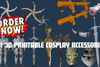 design wearable cosplay helmet fursuit cosplay prop armor sword for 3d printing