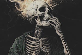 do an brutal, dark, horror, metal art illustration