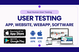 do user testing usability testing, UI UX test, app website audit user experience