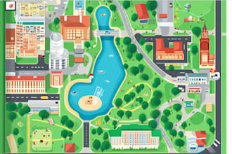 design fantasy map illustration isometric map, event or city map, 2d vector map