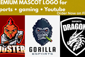 design premium mascot character logo for esports, gaming, team, and youtube
