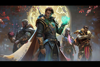 draw dnd character art design illustration, fantasy, game art, sheet, dnd party