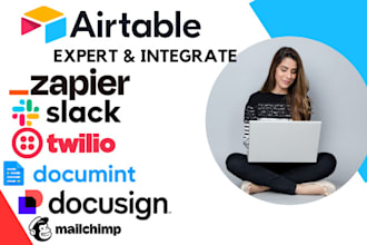 integrate airtable with zapier, docusign, documint, twilio, slack, mailchimp