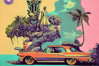 create retro vintage illustration for t shirt print designs