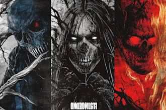 do an brutal, dark, horror, metal art illustration