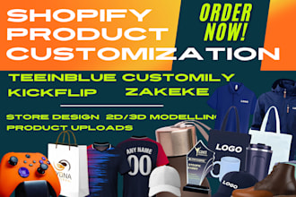 setup 2d 3d customily zakeke kickflip teeinblue shopify product personalization