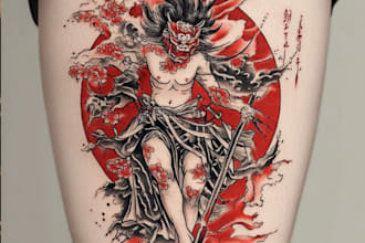 create your japanese custom tattoo design and illustration