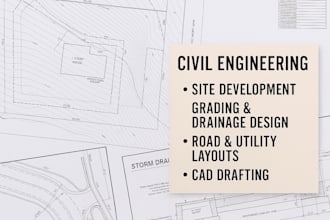do civil engineering site plan grading drainage design road layout cad drafting