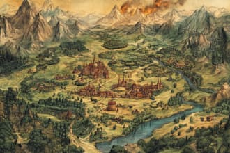 create a fantasy atlas map, vector world map