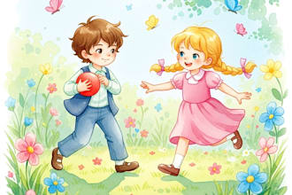 create watercolor children illustration