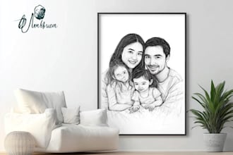 make scribble art, abstract line portrait
