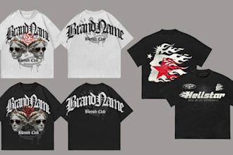 design y2k streetwear, logo and vintage grunge tshirt for your clothing brand