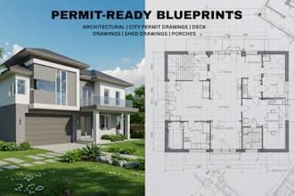 architectural city permit blueprints house plans adu garage deck patio shed
