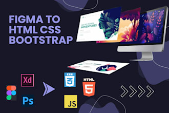 convert figma, PSD, xd, canva to responsive HTML CSS bootstrap website