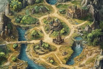 create a awesome detailed fantasy map for dnd and fiction, game or etc
