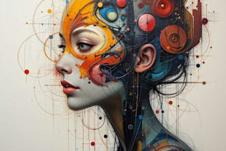 do scribble art, abstract line portrait