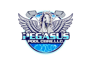 create graceful and fantastic pegasus and pool service  logo design