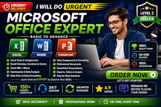 do microsoft excel, word and powerpoints tasks, projects and assignments