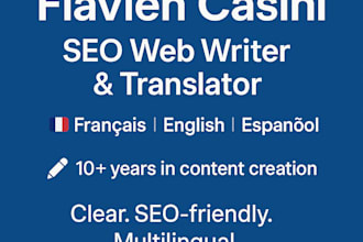 write seo articles and translate in french english and spanish