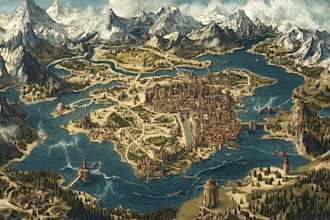 vector map illustration map design city fantasy map
