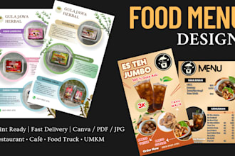 design food and drink menu for your business