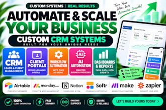 build airtable CRM, softr client portal dashboard automation