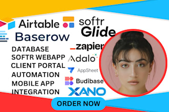 design airtable, baserow, glide, softr, adalo, appsheet, budibase, xano, zapier