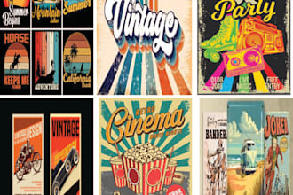 design retro vintage posters, travel, event, film or movie poster