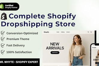 do shopify store setup as a dropshipping expert and developer