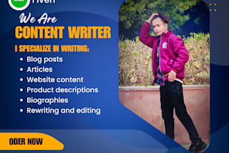 write your biography, blog posts and articles
