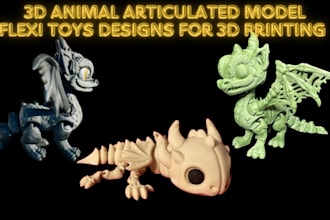 sculpt printable 3d articulated animal stl flexi toy design for 3d printing
