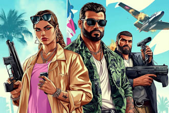 draw game style and gta character illustration for you