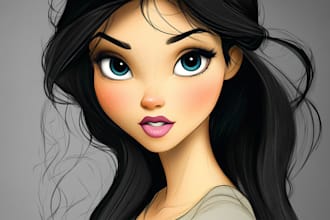 draw cartoon character portrait in disney style