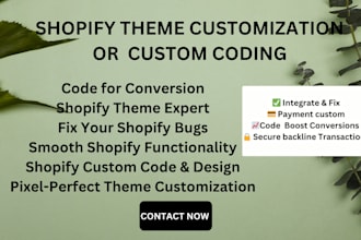 shopify theme customization theme custom coding bug fixing